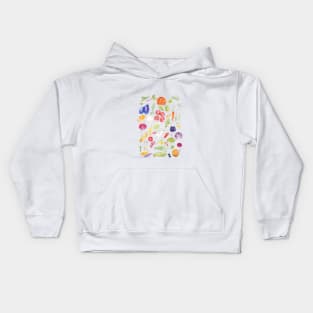 colorful vegetable ink and watercolor collection Kids Hoodie